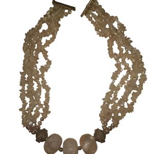 Rose Quartz Multi Strant Statement Necklace